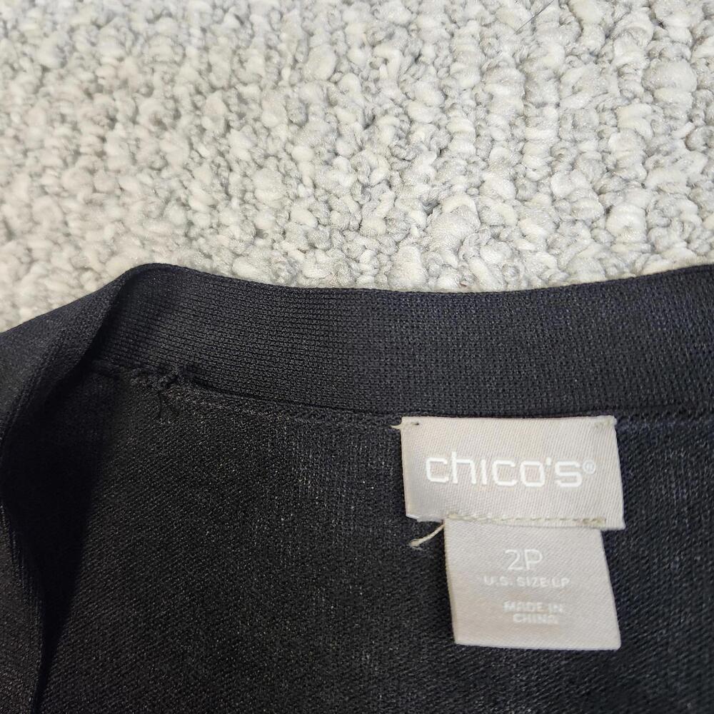 Chico's Black Cardigan with Large White Polka Dots, Size 2P - Picture 4 of 9